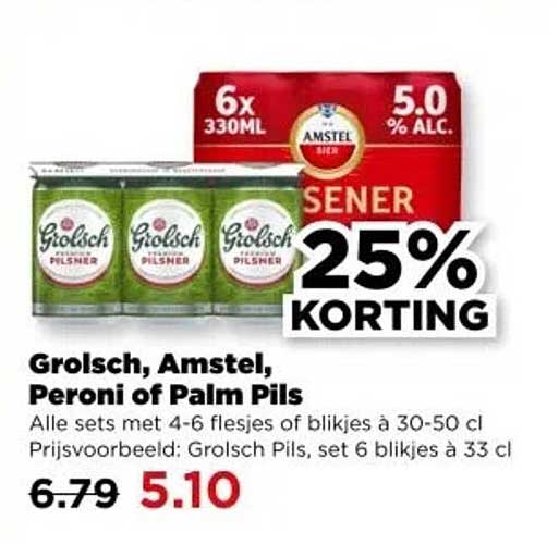 Grolsch, Amstel, Peroni of Palm Pils