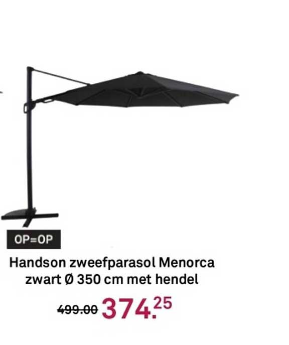 Handson zweefparasol Menorca zwart Ø 350 cm met hendel