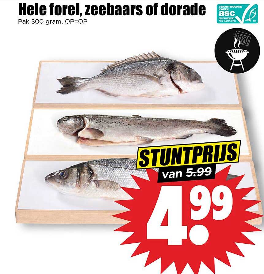 Hele forel, zeebaars of dorade