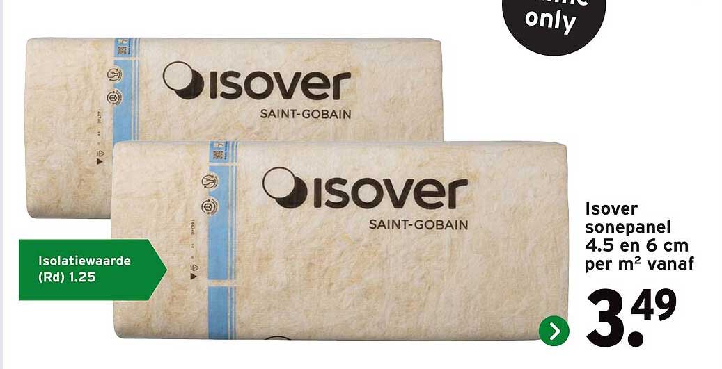 Isover sonepanel 4.5 en 6 cm per m² vanaf 3,49