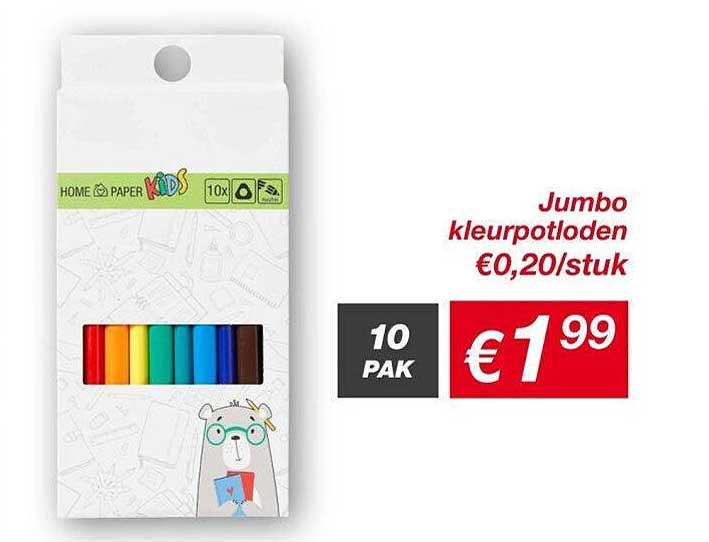 Jumbo kleurpotloden €0,20/stuk