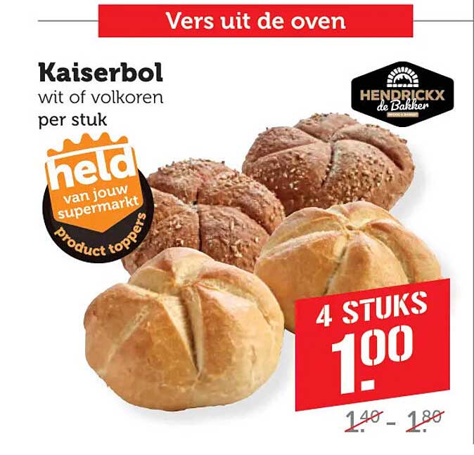 Kaiserbol wit of volkoren per stuk