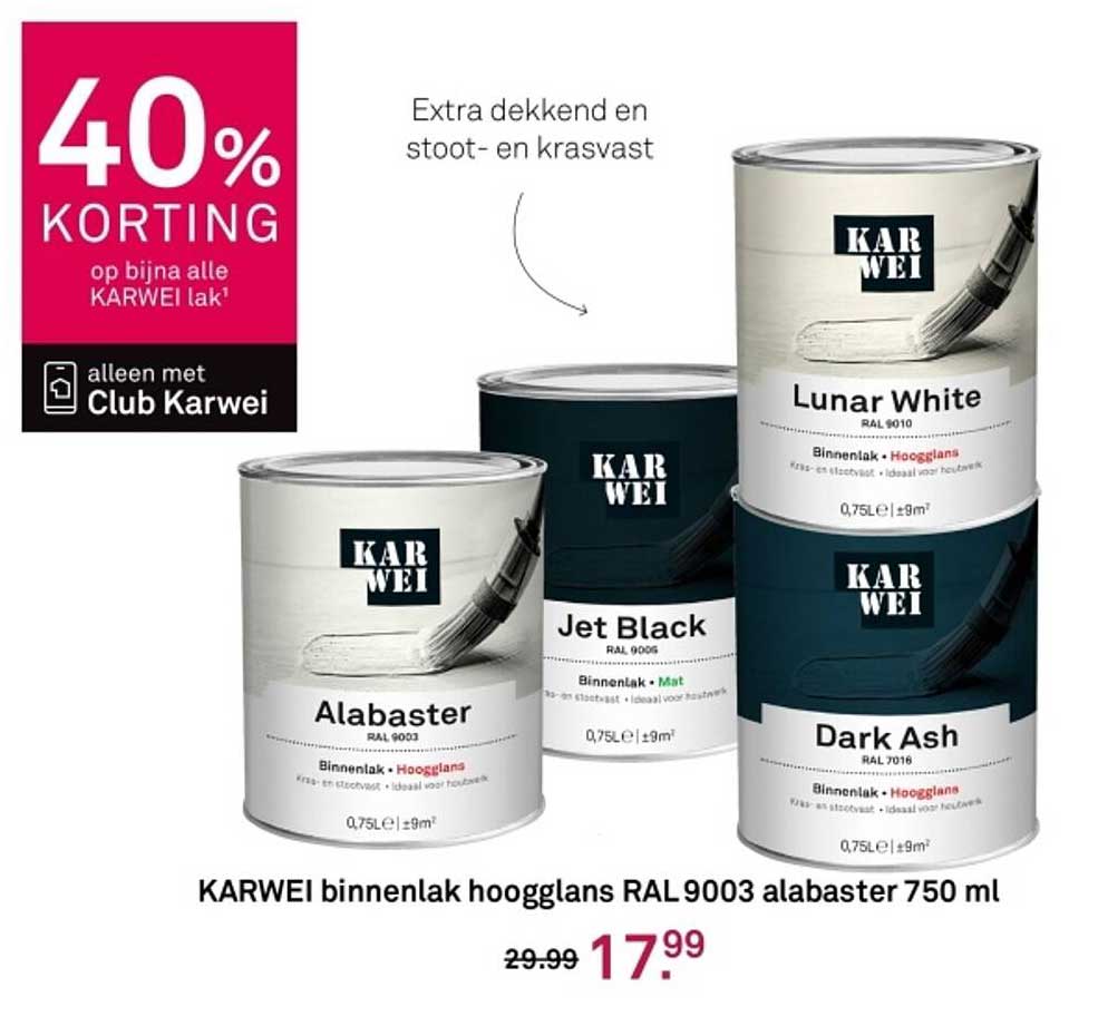 KARWEI binnenlak hoogglans RAL 9003 alabaster 750 ml