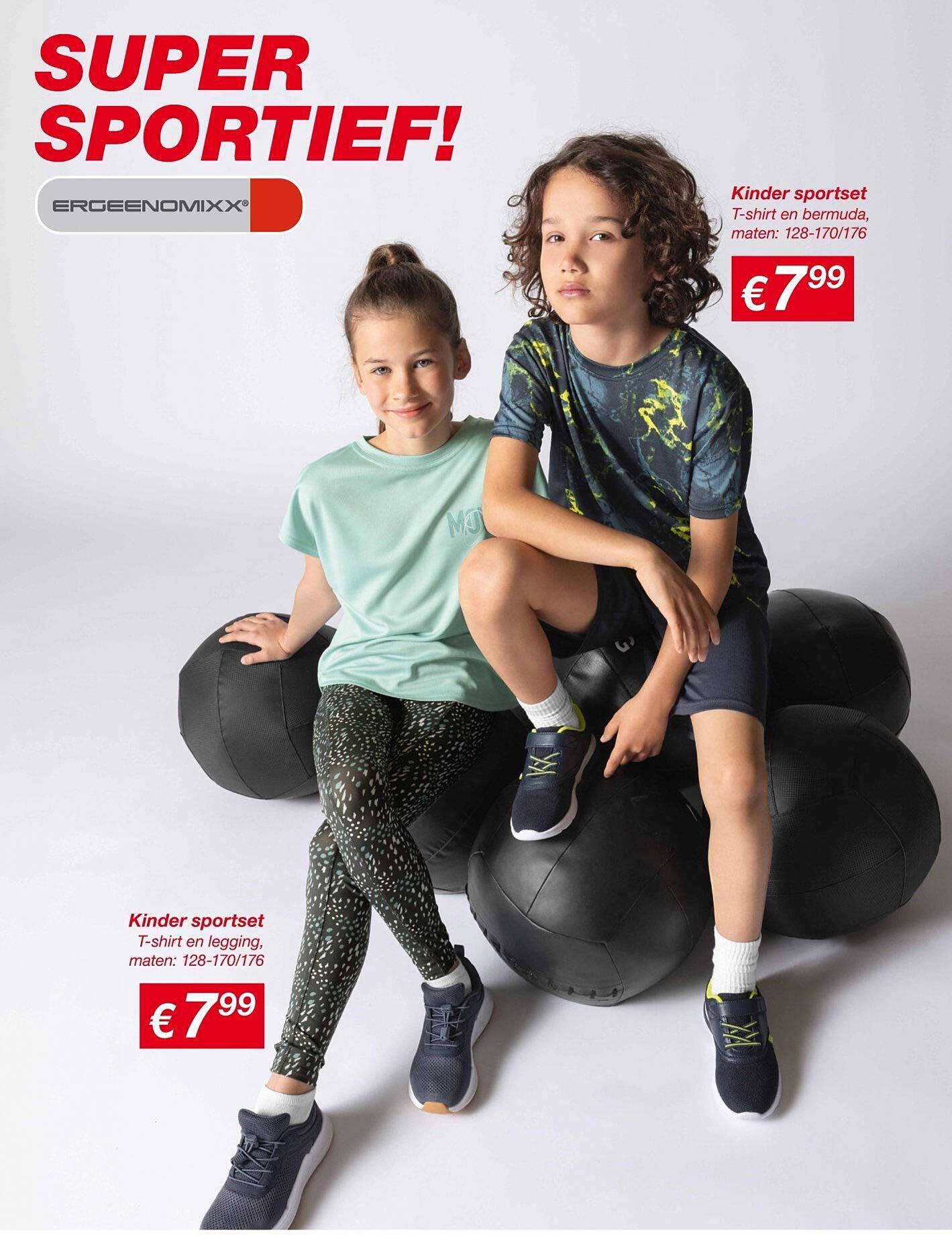 Kinder sportset T-shirt en bermuda, maten: 128-170/176