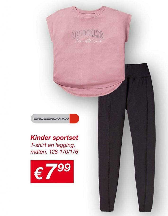 Kinder sportset T-shirt en legging, maten: 128-170/176