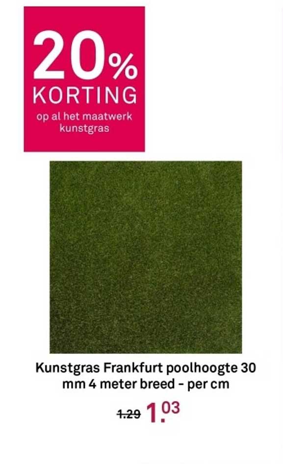 Kunstgras Frankfurt poolhoogte 30 mm 4 meter breed - per cm