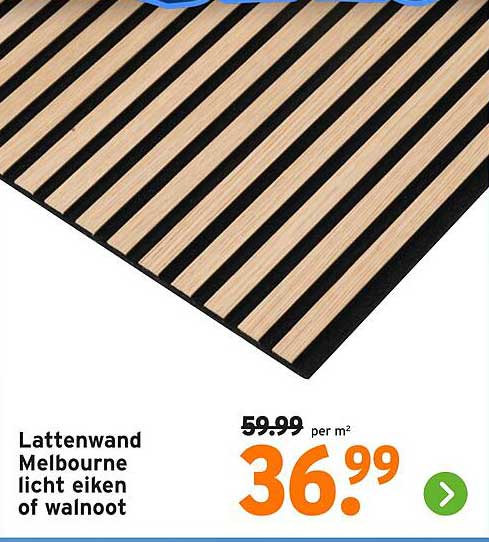 Lattenwand Melbourne licht eiken of walnoot