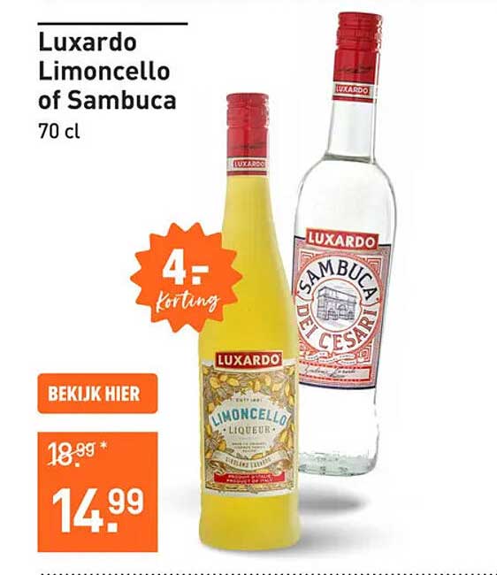 Luxardo Limoncello of Sambuca 70 cl
