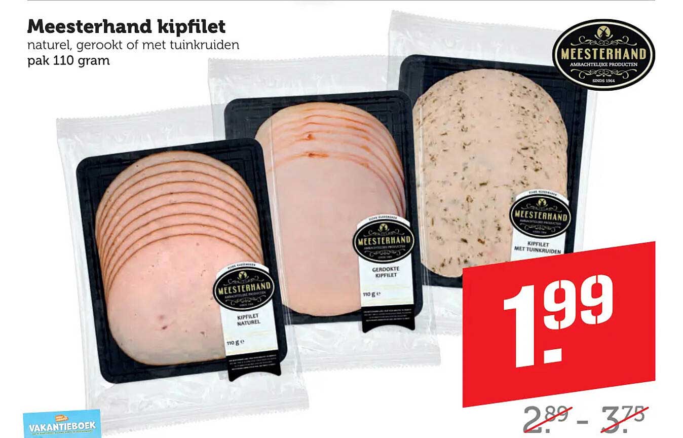Meesterhand kipfilet natuur, gerookt of met tuinkruiden pak 110 gram