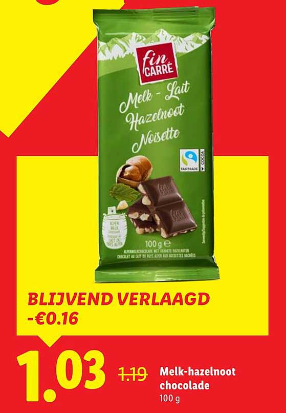 Melk-hazelnoot chocolade