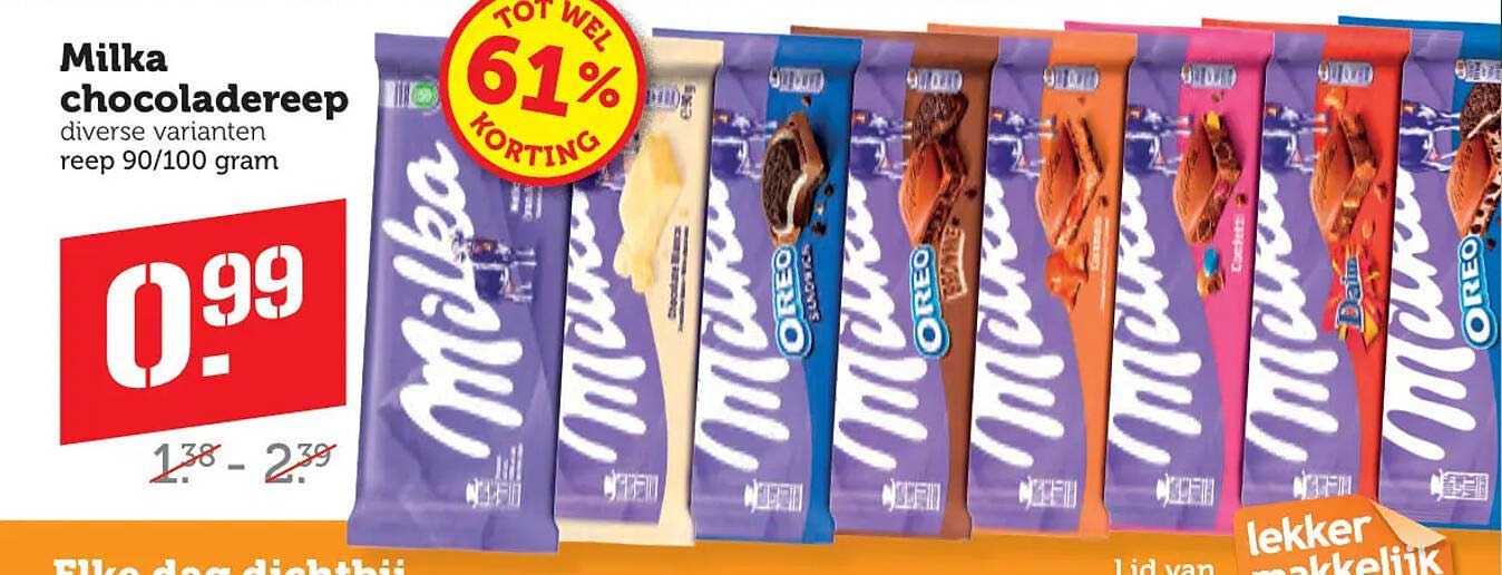 Milka chocoladereep diverse varianten reep 90/100 gram