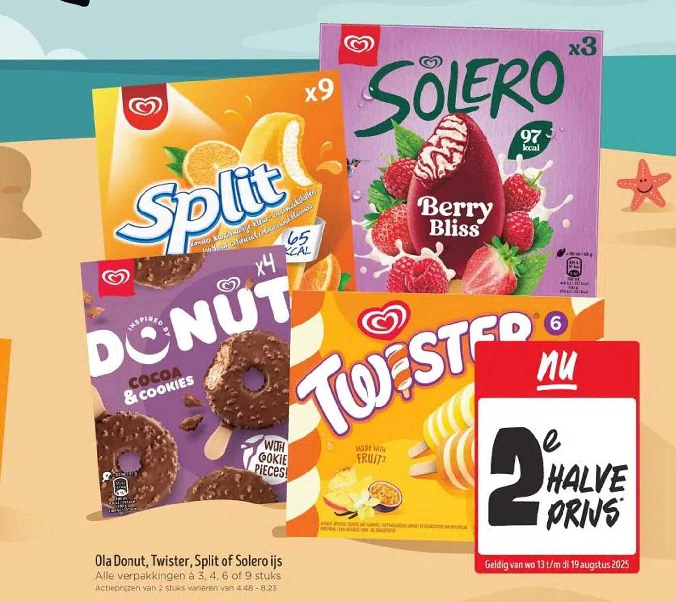 Ola Donut, Twister, Split of Solero ijs