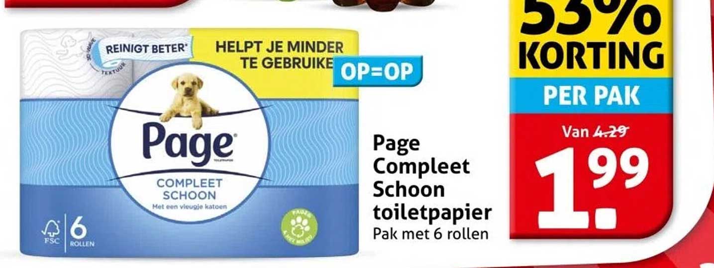Page Compleet Schoon toiletpapier Pak met 6 rollen