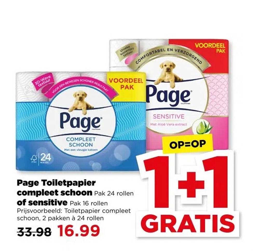 Page Toiletpapier compleet schoon Pak 24 rollen of sensitive Pak 16 rollen