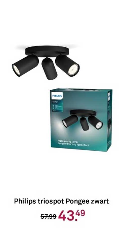 Philips triospot Pongee zwart