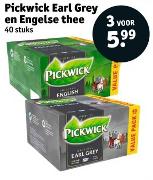 Pickwick Earl Grey en Engelse thee 40 stuks