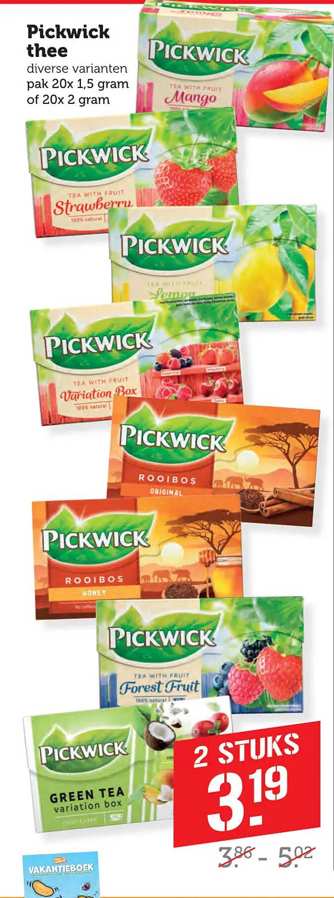 Pickwick thee diverse varianten pak 20x 1,5 gram of 20x 2 gram