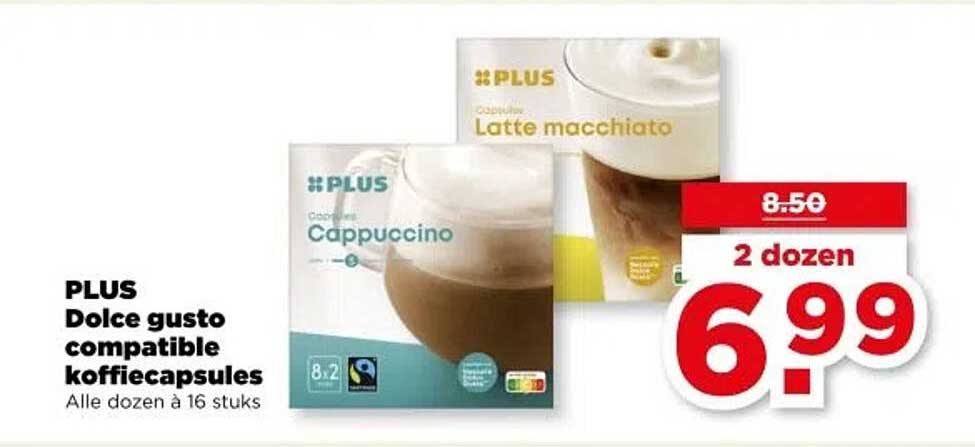 PLUS Dolce gusto compatible koffie capsules - 2 dozen voor 6,99