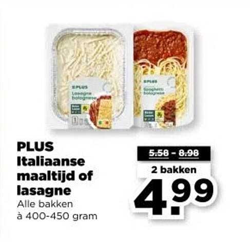 PLUS Italiaanse maaltijd of lasagne