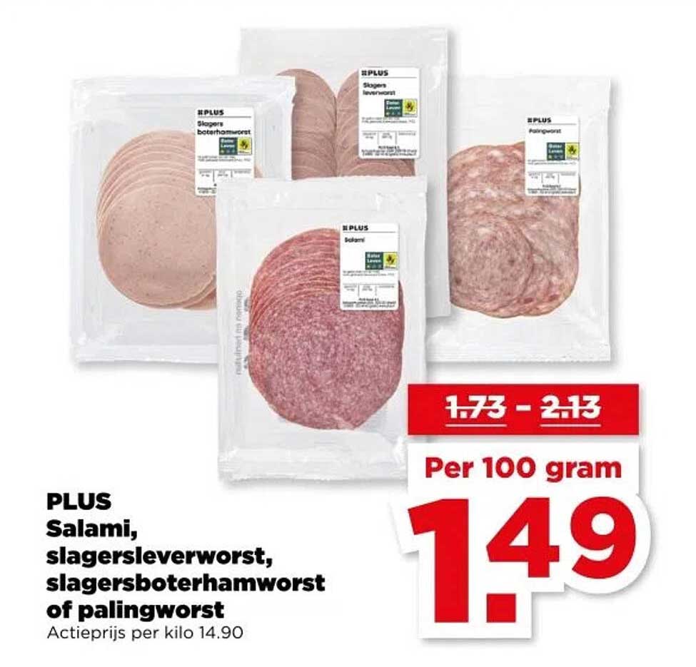 PLUS Salami, slagersleverworst, slagersboterhamworst of palingworst