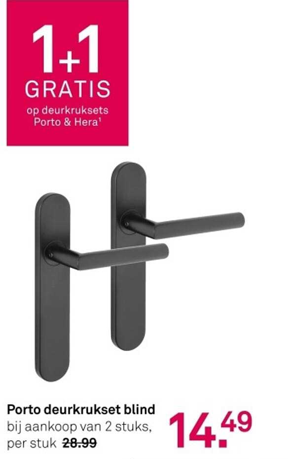 Porto deurkrukset blind bij aankoop van 2 stuks, per stuk 28.99