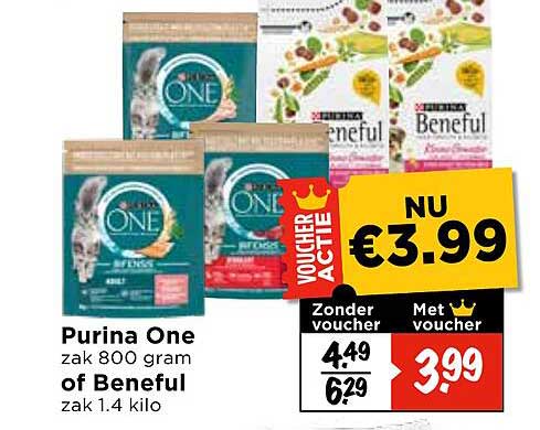Purina One zak 800 gram of Beneful zak 1.4 kilo