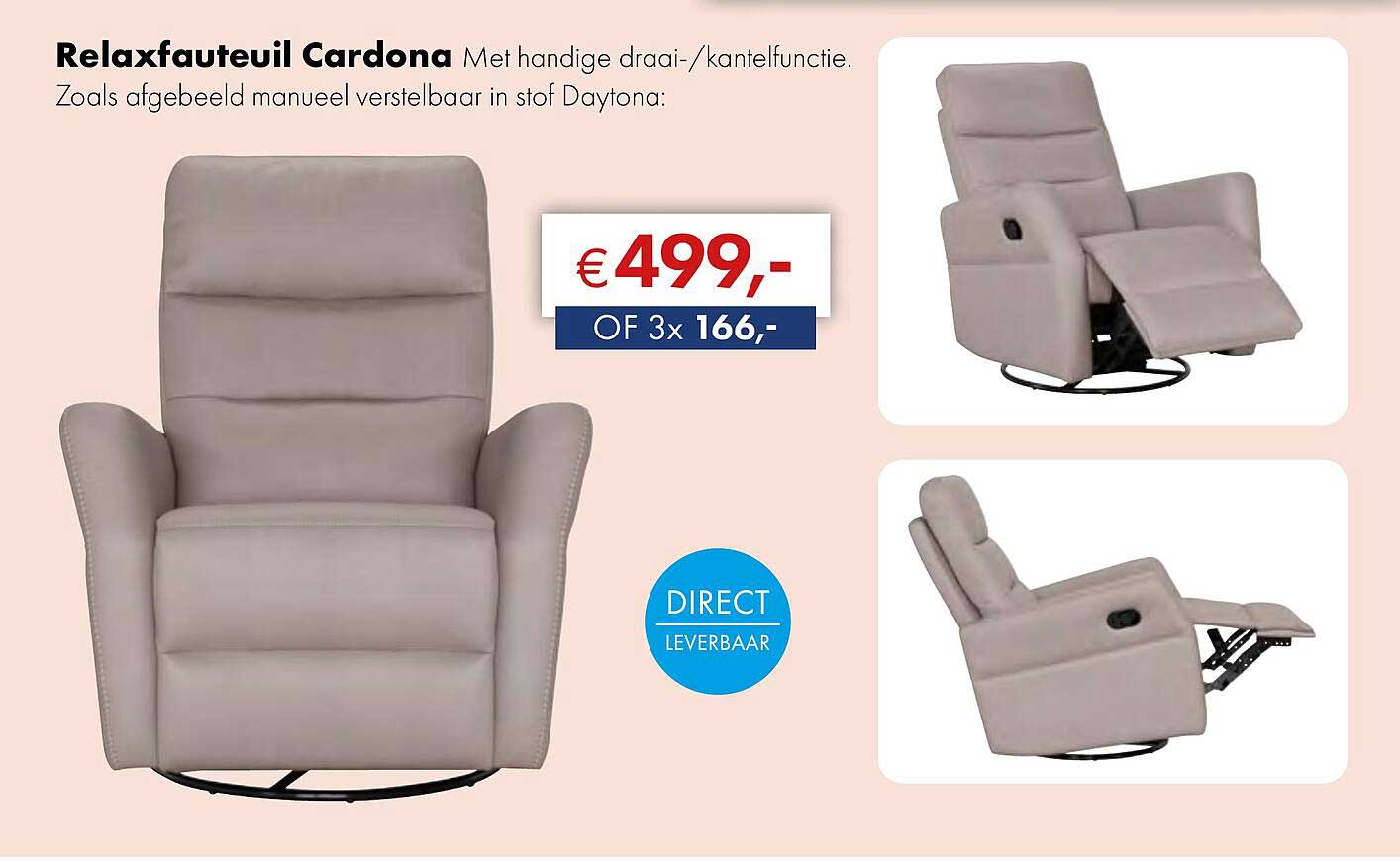 Relaxfauteuil Cardona Met handige draai-/kantelfunctie