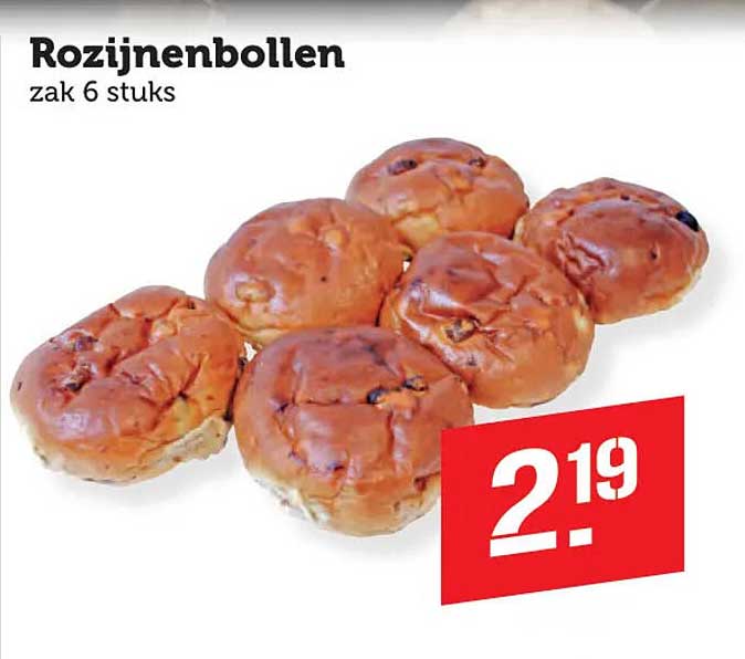 Rozijnenbollen zak 6 stuks