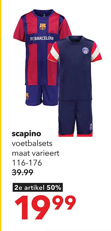 scapino voetbalsets maat varieert 116-176