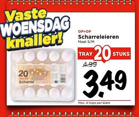 Scharreleieren Maat S/M Tray 20 Stuks