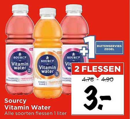 Sourcy Vitamin Water 2 flessen voor €3,-