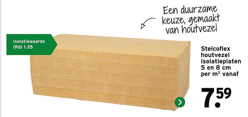 Steicoflex houtvezel isolatieplaten 5 en 8 cm per m² vanaf