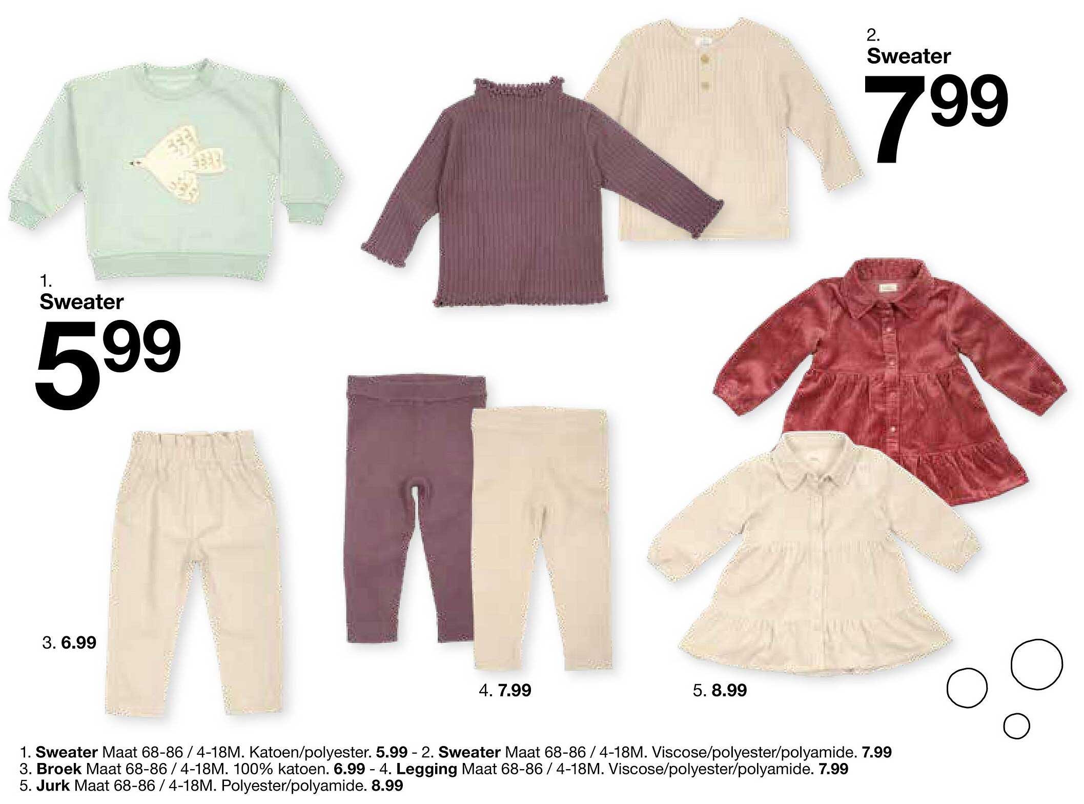 Sweater Maat 68-86 / 4-18M. Katoen/polyester.