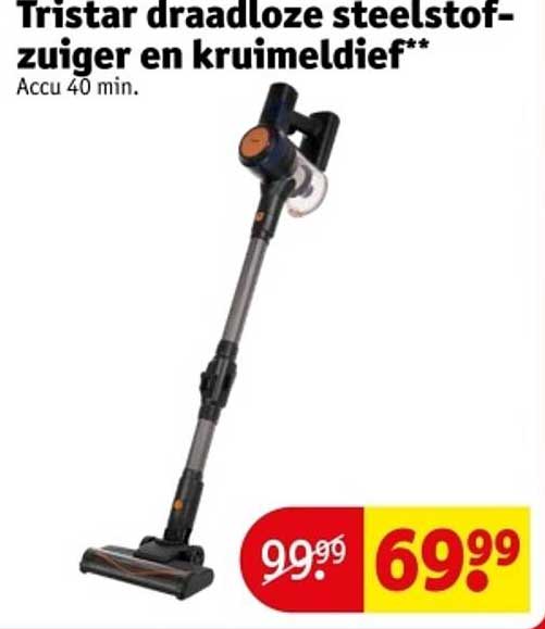 Tristar draadloze steelstofzuiger en kruimeldief**