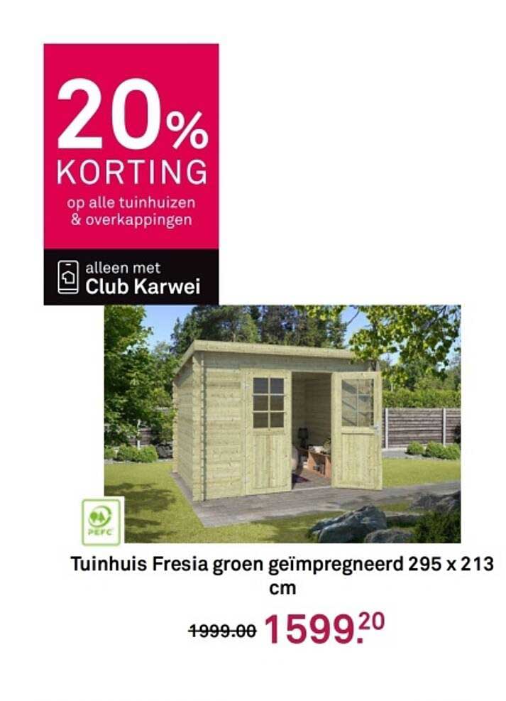 Tuinhuis Fresia groen geïmpregneerd 295 x 213 cm