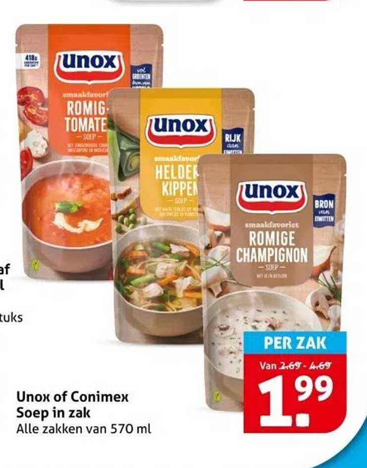 Unox of Conimex Soep in zak