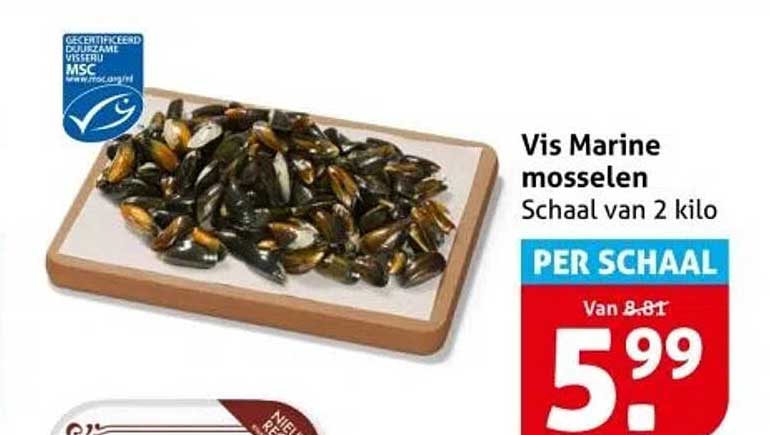 Vis Marine mosselen Schaal van 2 kilo