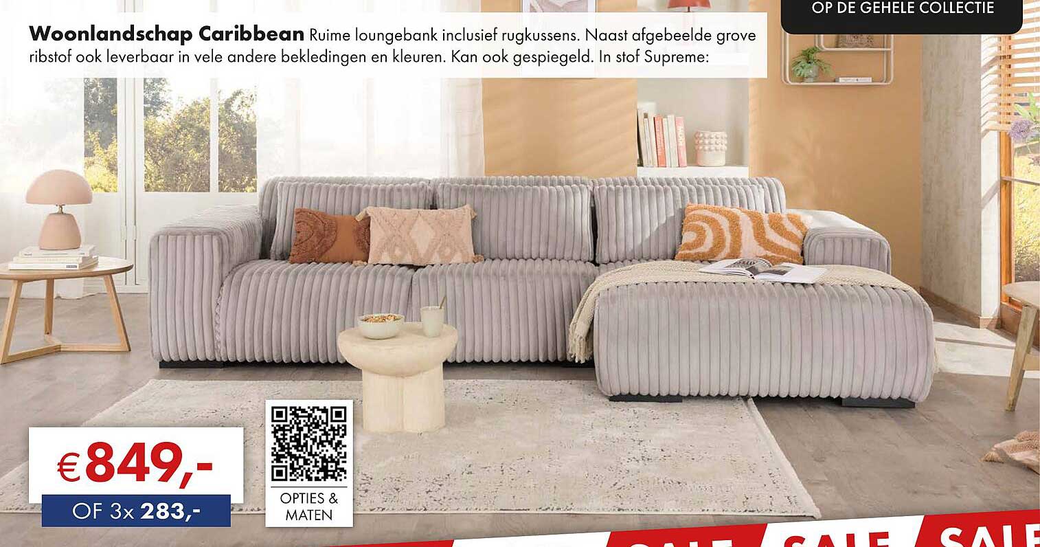 Woonlandschap Caribbean Ruime loungebank inclusief rugkussens