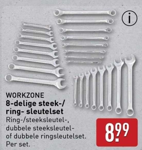 WORKZONE 8-delige steek-/ring- sleutelset