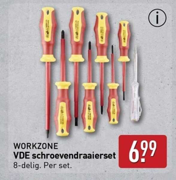 WORKZONE VDE schroevendraaierset 8-delig. Per set.