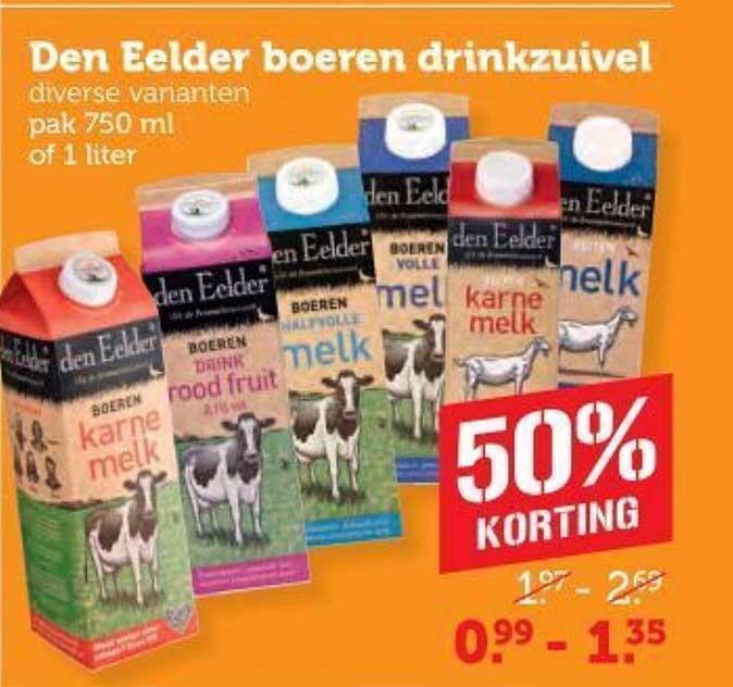 Den Eelder boeren drinkzuivel diverse varianten pak 750 ml of 1 liter