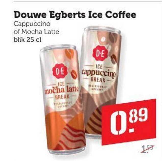 Douwe Egberts Ice Coffee Cappuccino of Mocha Latte blik 25 cl