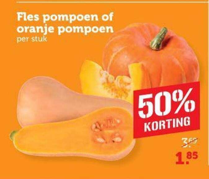 Fles pompoen of oranje pompoen per stuk
