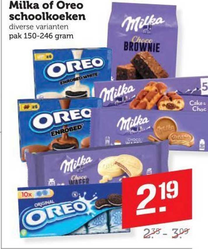 Milka of Oreo schoolkoeken
