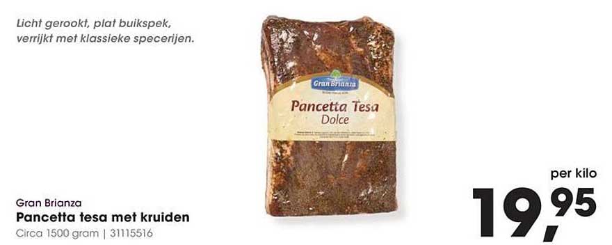 Pancetta Tesa met kruiden