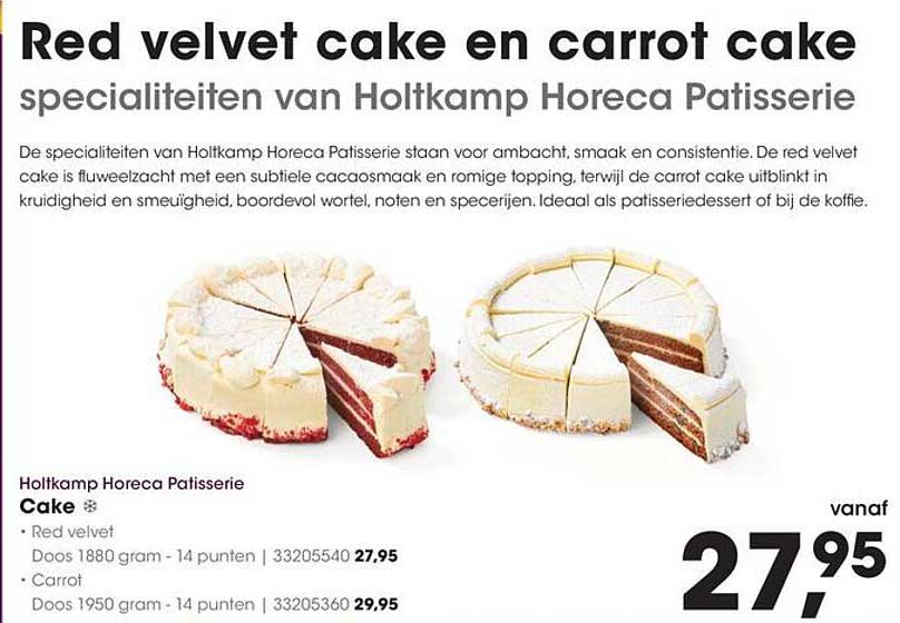 Red velvet cake en carrot cake specialiteiten van Holtkamp Horeca Patisserie