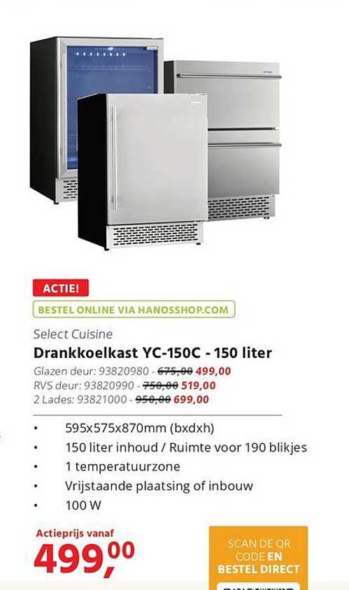 Select Cuisine Drankkoelkast YC-150C - 150 liter