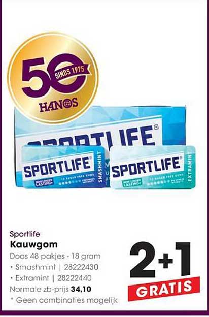 Sportlife Kauwgom Doos 48 pakjes - 18 gram