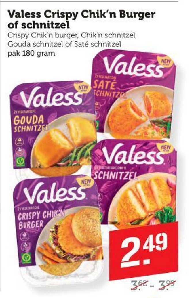 Valess Crispy Chik’n Burger of schnitzel