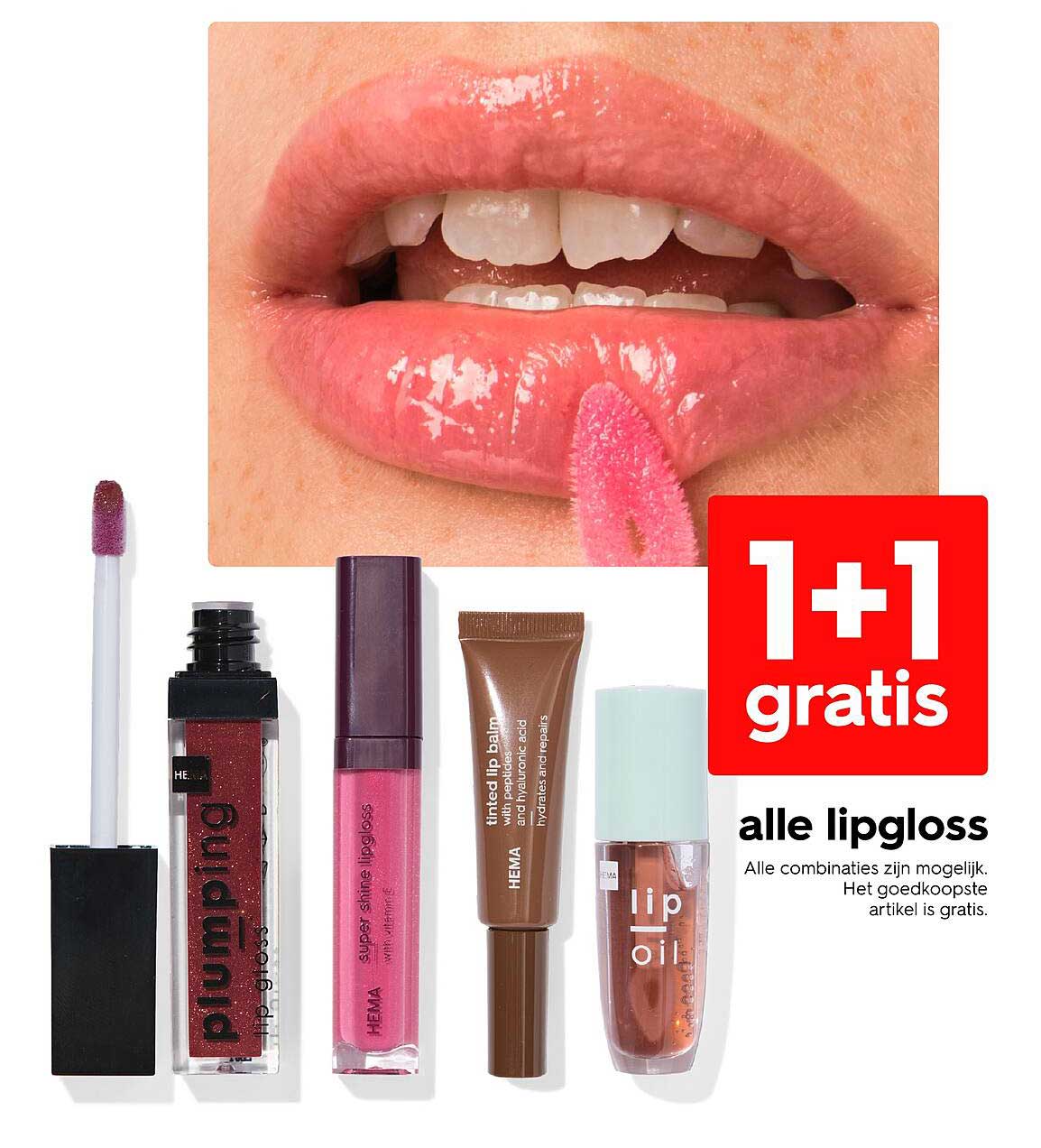 1+1 gratis alle lipgloss